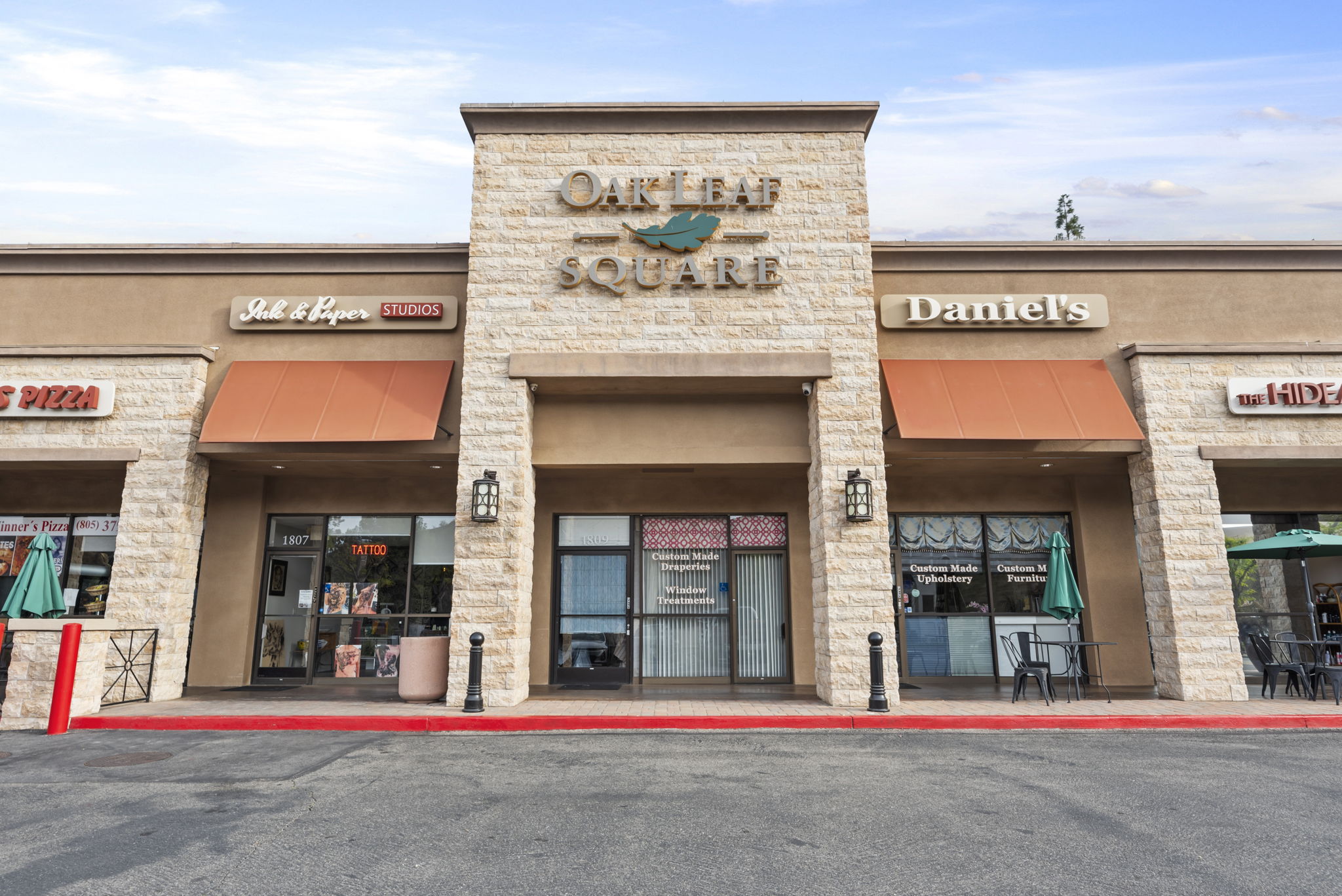 Center entrance and monument sign
